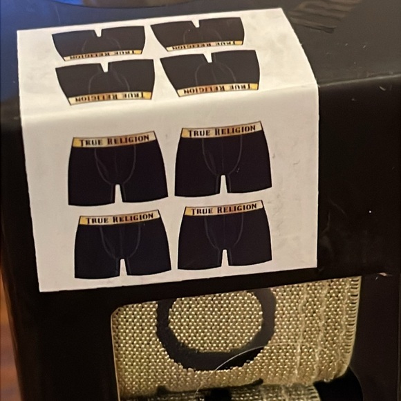 True Religion 4 Pack Modal Boxer Briefs XL ALL BLACK GOLD BAND - Picture 4 of 8